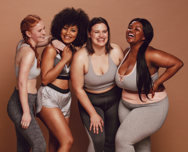 Illustration de femmes se sentant bien dans leur corps, symbolisant l'acceptation corporelle